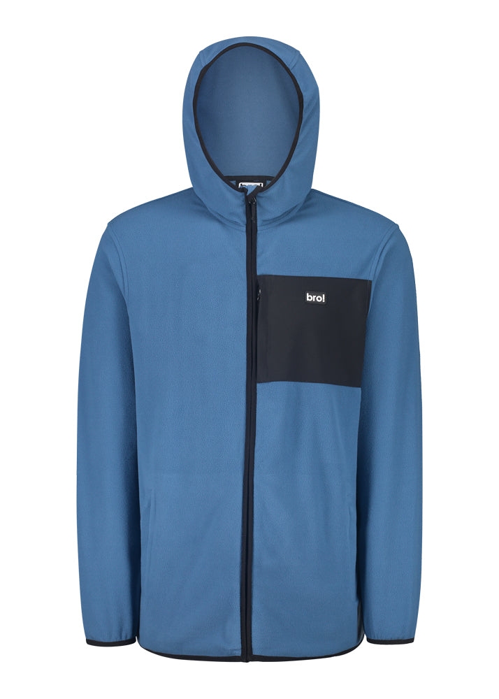 bro! zip fleece hoodie (slate blue)