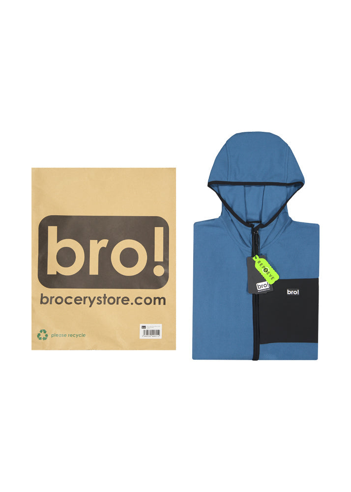 bro! zip fleece hoodie (slate blue)