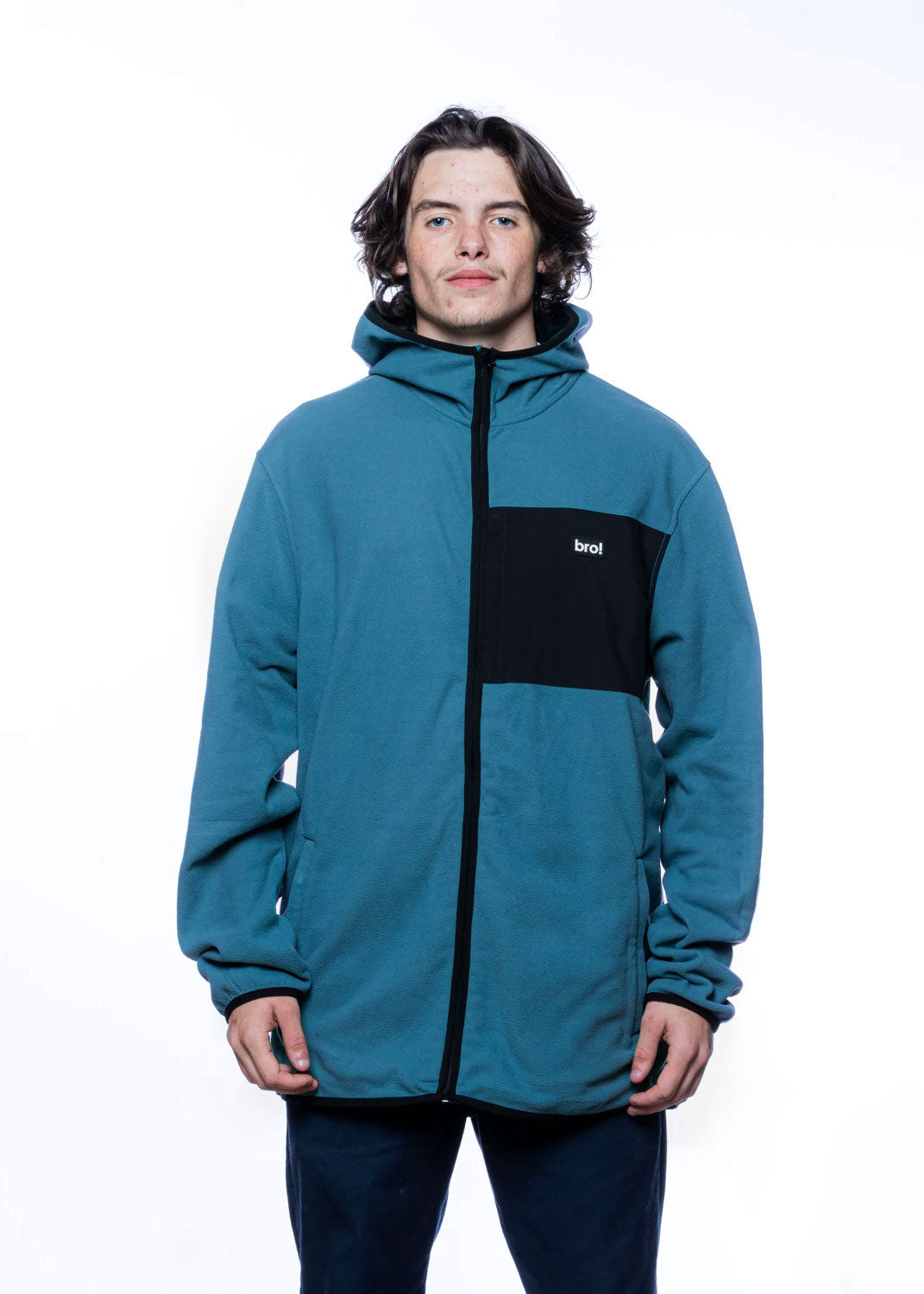 bro! zip fleece hoodie (slate blue)