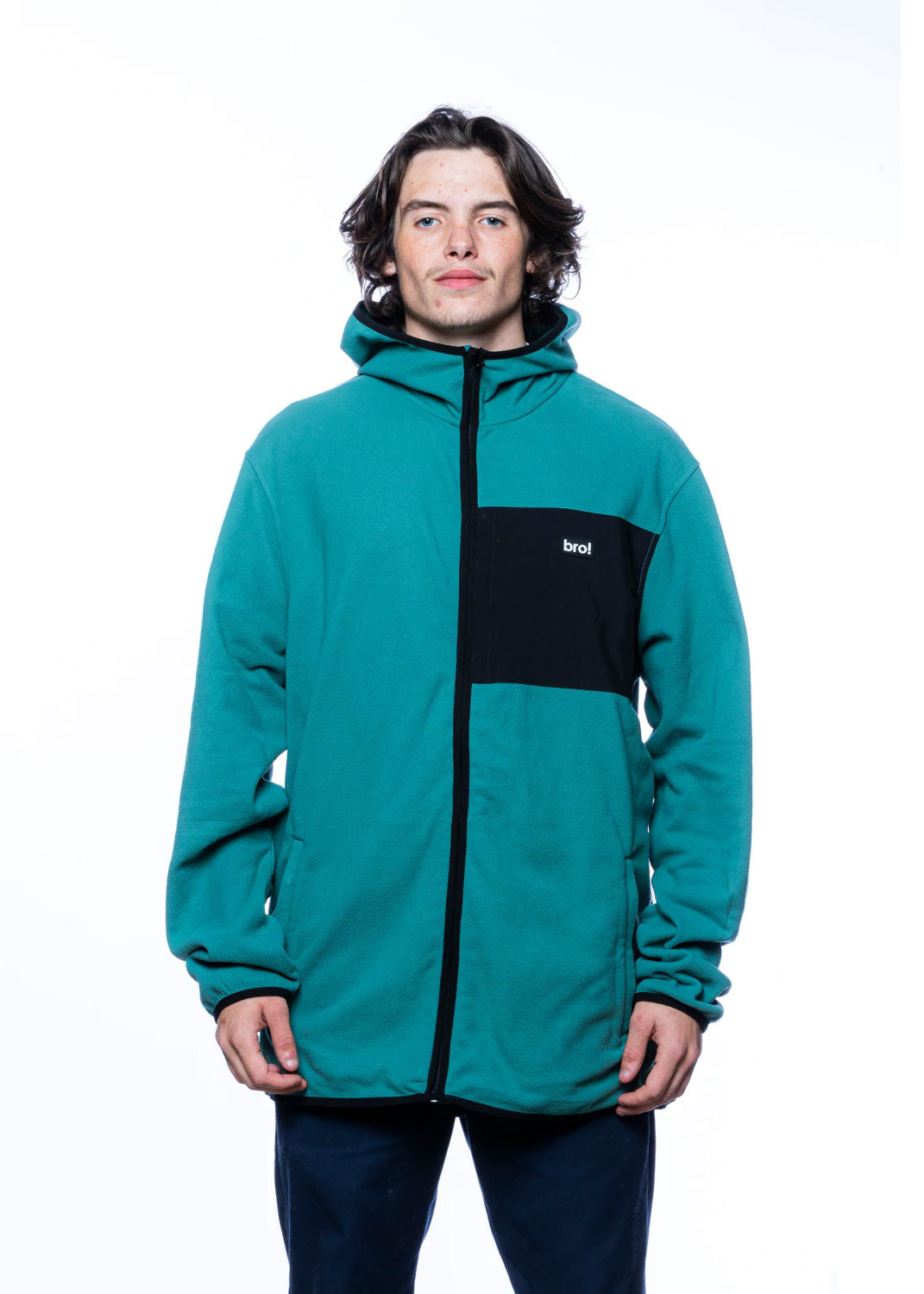 bro! zip fleece hoodie (spruce green)