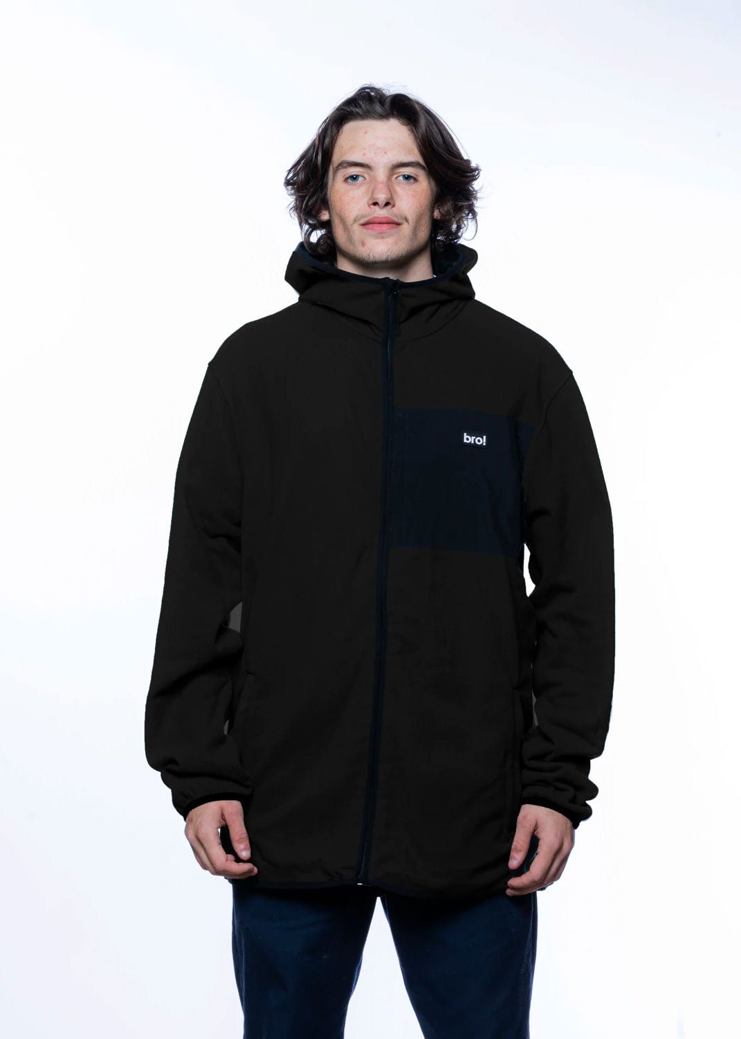 bro! zip fleece hoodie (black)