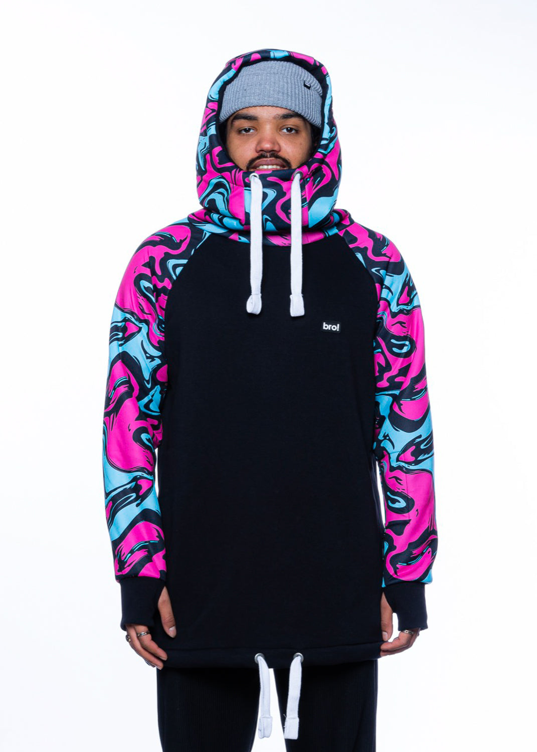 bro! chill n'shred hoodie (liquid marble)